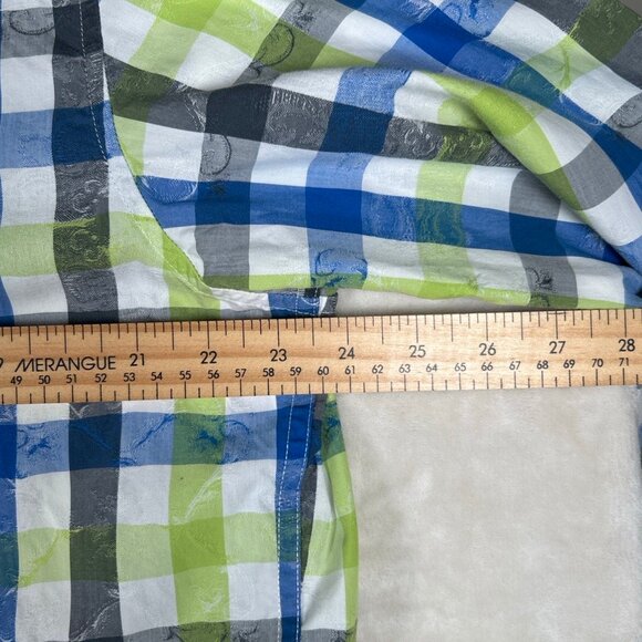 Robert Graham Slide Green Blue L/S Button Up Shirt Men's Flip Cuffs Size XL - Picture 10 of 15